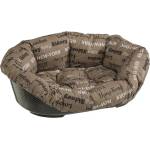 Ferplast Sofa 12 - черно пластмасово легло за кучета 114 x 83 x h 37 cm с включен дюшек в кафяв десен