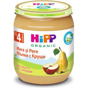 Hipp Био плодово пюре Hipp - Круши с ябълки, 125 g (4320)