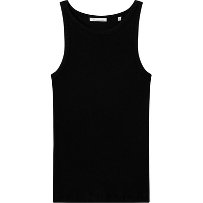 KnowledgeCotton Apparel Дамски топ KnowledgeCotton Apparel Women's Racer Rib Top - Black Jet (916-4448-0114)