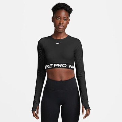 Nike Pro Df 365 Crop LS Dámské Trička s krátkým rukávem černá