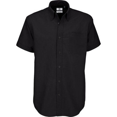 B&C Oxford s krátkym rukávom košeľa pánska čierna