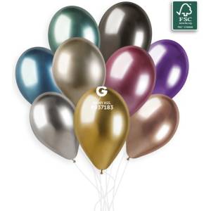 Gemar Хромирани лъскави балони - Цветен микс 33 см 50 бр