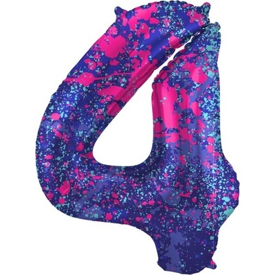 Folat Balónek fóliový číslo 4 Barevné skvrny 86 cm