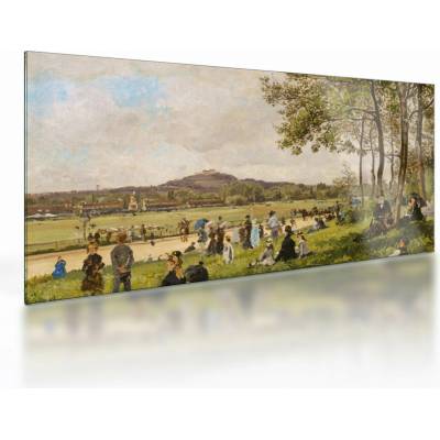 Sklenený obraz - French 19th Century, Race Course at Longchamps, reprodukcia, jednodielne 100x50 cm na skle