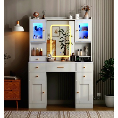 Trendie toaletní stolek VELOURA s osvětlením bílý – Zboží Dáma