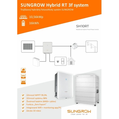 Sungrow hybridná FVE RT 10,56 kWp Li batéria 16 kWh +
