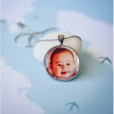 Meganflo Голям медальон със снимка - стомана