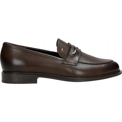 Hnedé dámske kožené mokasíny typu penny loafers