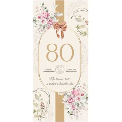 Bohemia Gifts & Cosmetics Mliečna čokoláda 100 g pre ženu k 80. narodeninám (BC250232)