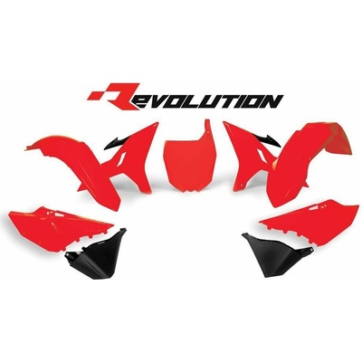 Rtech sada plastov Yamaha neon červená-čierna 6 dielov