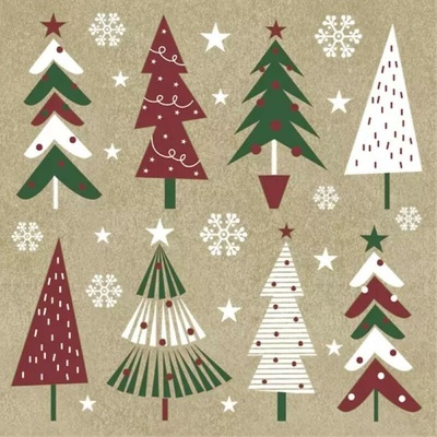 Daisy SDGW 019601 Christmas Trees On Kraft servítky 33x33cm 3V 20ks