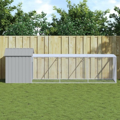 vidaXL Kurník s výběhem světle šedý 117x405x123 cm pozinkovaná ocel 9799.3189074