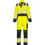 Portwest hi-vis modaflame fr507 / Светлоотразителен огнеупорен гащеризон - hv жълто/черно xxl (fr507ybrxxl)