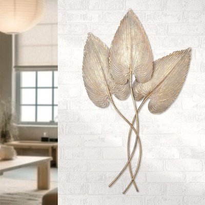 Gilde Nástěnný kovový reliéf Blättertrio, 92 cm