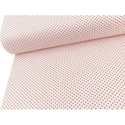 Mirtex Látka FLANEL 150/8364-2 Puntíky červené šíře 150cm