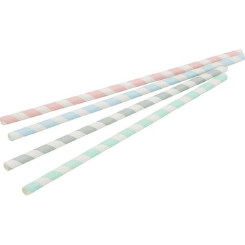 Image 1 of Bionatic Хартиени сламки 20 cm, O 0, 6 cм, пастелни райета, 250 бр