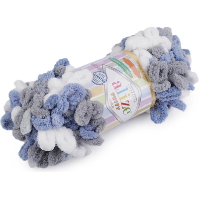 Pletací příze Alize Puffy color 100 g Varianta: 10 (6075) modrá jemná, Balení: 1 ks 49453/120177/230596