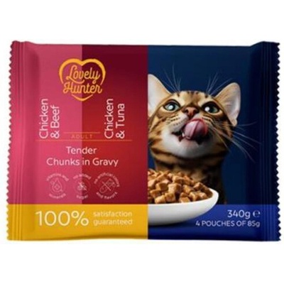 LOVELY HUNTER cat adult wet set kapsičiek pre mačky 4 x 85 g