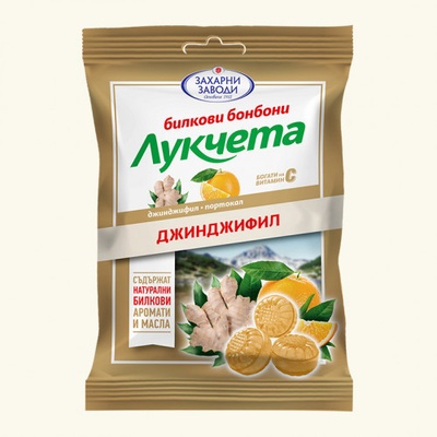 Lukceta Bylinné bonbony zázvor-pomeranč 85 g
