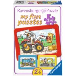 Ravensburger Verlag Ravensburger Kinderpuzzle - 06573 Bagger, Traktor und Kipplader - my first puzzle mit 3x6 Teilen - Puzzle für Kinder ab 2, 5 Jahren