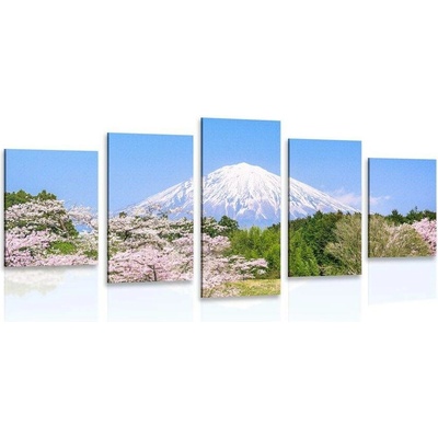 5-dílný obraz sopka Fuji - 100x50