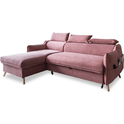 Miuform Ъглов диван от светлорозово кадифе (ляв ъгъл) Sweet Harmony - Miuform (817MO235)