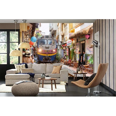 DIMEX ART Самозалепваща се флизелинова фототапета влак в ханой 375 x 250 см