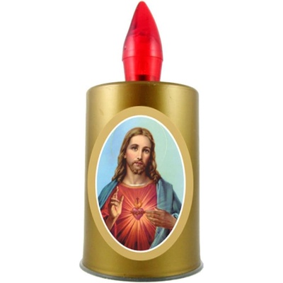 Maják Svíce LED hřbitovní zlatá Ježíš Kristus