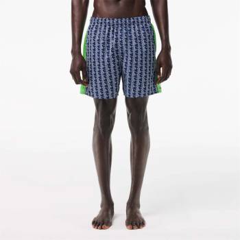 Lacoste Mid Length Monogram Print Swim Trunks - Multi colour