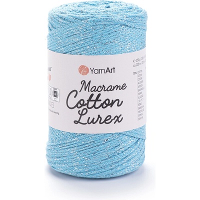 Yarn Art Macrame Cotton Lurex 733 tyrkysová se stříbrnou nitkou