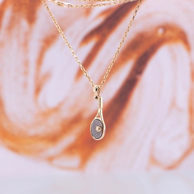 Lillian Vassago Přívěsek tenisová raketa s míčkem, kombinované zlato LLV36 GP002