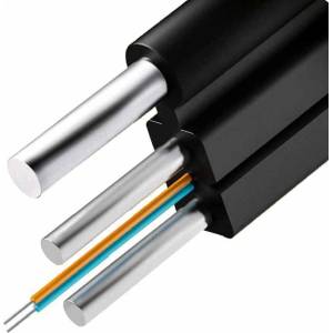 Conneu FTTH кабел 2xG657A, 2xSteel + носещо въже, UV - 1000 метра (FTTH-2G657A-2xST-MS)