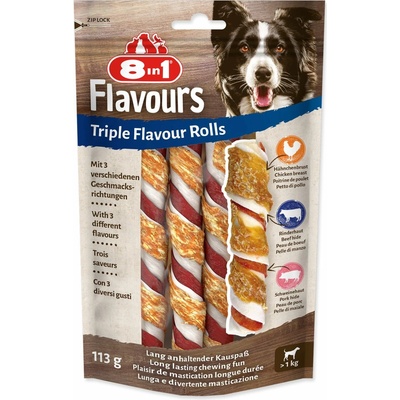 8in1 Triple Flavour Doplnková kŕmna zmes pre psov s balenými pochúťkami 113 g