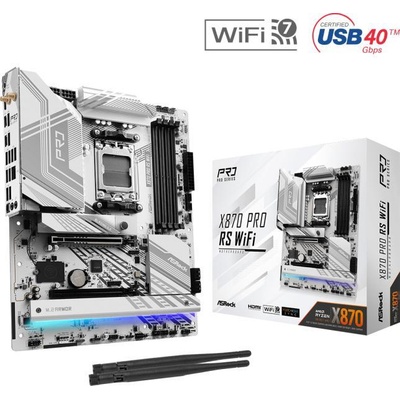 MB Desktop X870 PRO RS Wi-Fi, AM5, 4x DDR5, 1x PCIe 5.0 x16, 1x PCIe 4.0 x16, 1x Blazing M. 2(PCIe Gen5x4), 1x Hyper M. 2, 1x Ultra M. 2, 4x SATA3 6.0 Gb/s, 2x USB-C 1x SPDIF, 7.1 CH Aud (X870 PRO RS WIFI)