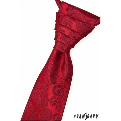 Francúzska kravata s paisley motívmi červená