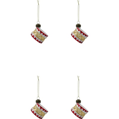 House Doctor Vánoční ozdoba Tambur Red Gold set 4 ks červená barva sklo