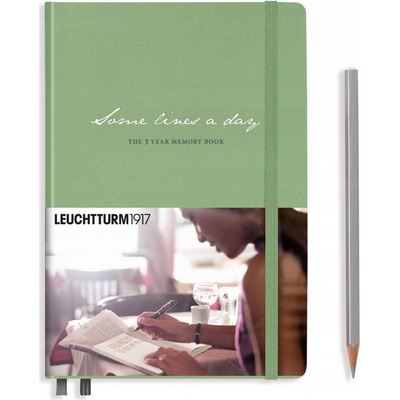 Some Lines a Day Leuchtturm1917 5 Year Memory Book Medium A5 Sage – Zboží Dáma