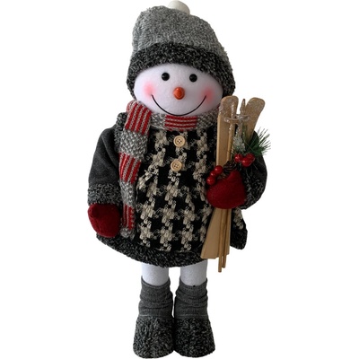 MagicHome Dekoracia Snehuliak dievča s lyžami 50 cm