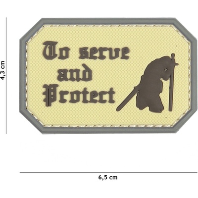Gumová nášivka 101 Inc nápis To Serve and Protect - coyote