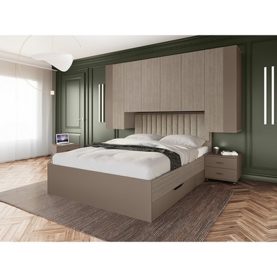 Bogdan Furniture I Спален комплект Mod 7085, Лате и Мока, без матрак