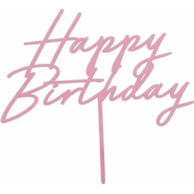 Zápich na dort Happy birthday růžový