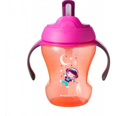 Tomme Tippee netekoucí hrnek s brčkem Explora Easy Drink oranžová kosmonautka 230 ml