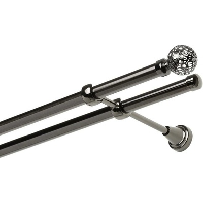 OK-GarnýžeCZ - Garnýž kovová dvouřadá 19mm Koule retro onyx 250 cm do stěny / na tunýlek - bez kroužků