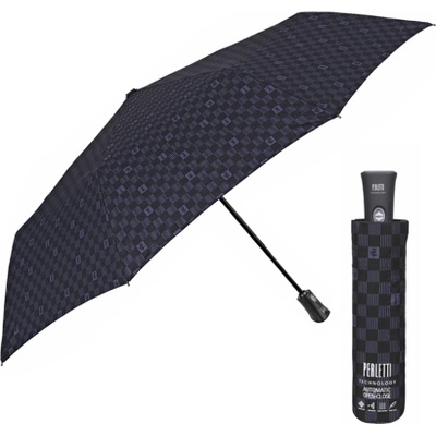 Мъжки автоматичен Open-Close чадър Perletti Technology 21795, Тъмносин/Шахмат