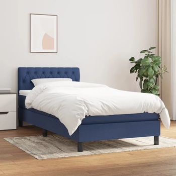 vidaXL Боксспринг легло с матрак, синя, 90x200 см, плат (3140271)