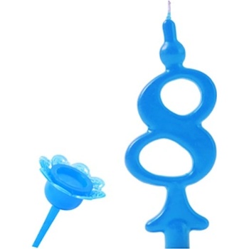 Modecor Narozeninová svíčka se zapichovacím stojánkem Číslice modrá 8