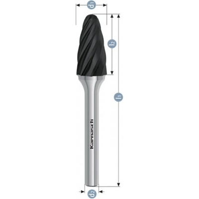 Karnasch Professional Tools Klenutá fréza na kov Karnasch se zaoblenými hranami D12,0x20 S6 L70 mm, povlakovaná, HP-7