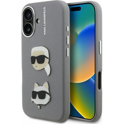 KARL LAGERFELD Grained PU K&CH Heads Заден Калъф за iPhone 16 Grey Karl Lagerfeld | Lilav | ЖЕНИ | UNI