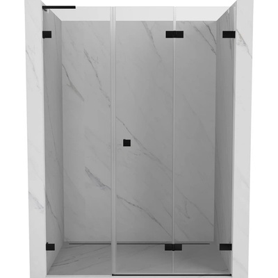 Mexen Lunar-F L сгъваеми душ врати десни 125 см, прозрачни, черни - 836SL-125-050-70-00-P (836SL-125-050-70-00-P)