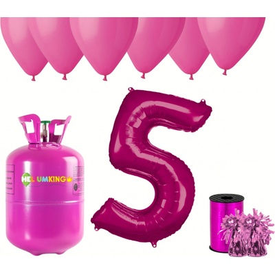 HeliumKing Helium párty set na 5. narozeniny s růžovými balónky